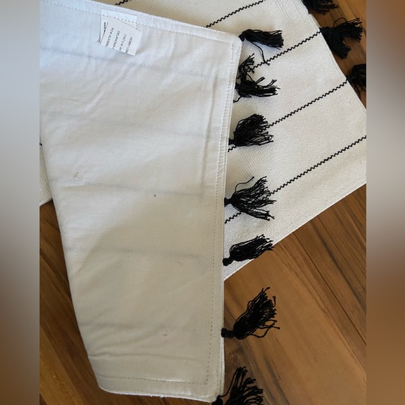 🎄Lot of checker table cloth napkins white stripe placemat tassels - Picture 6 of 9